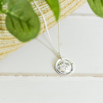 Australasia Map Globe Personalised St Christopher - Silver Chain Scarlett Jewellery