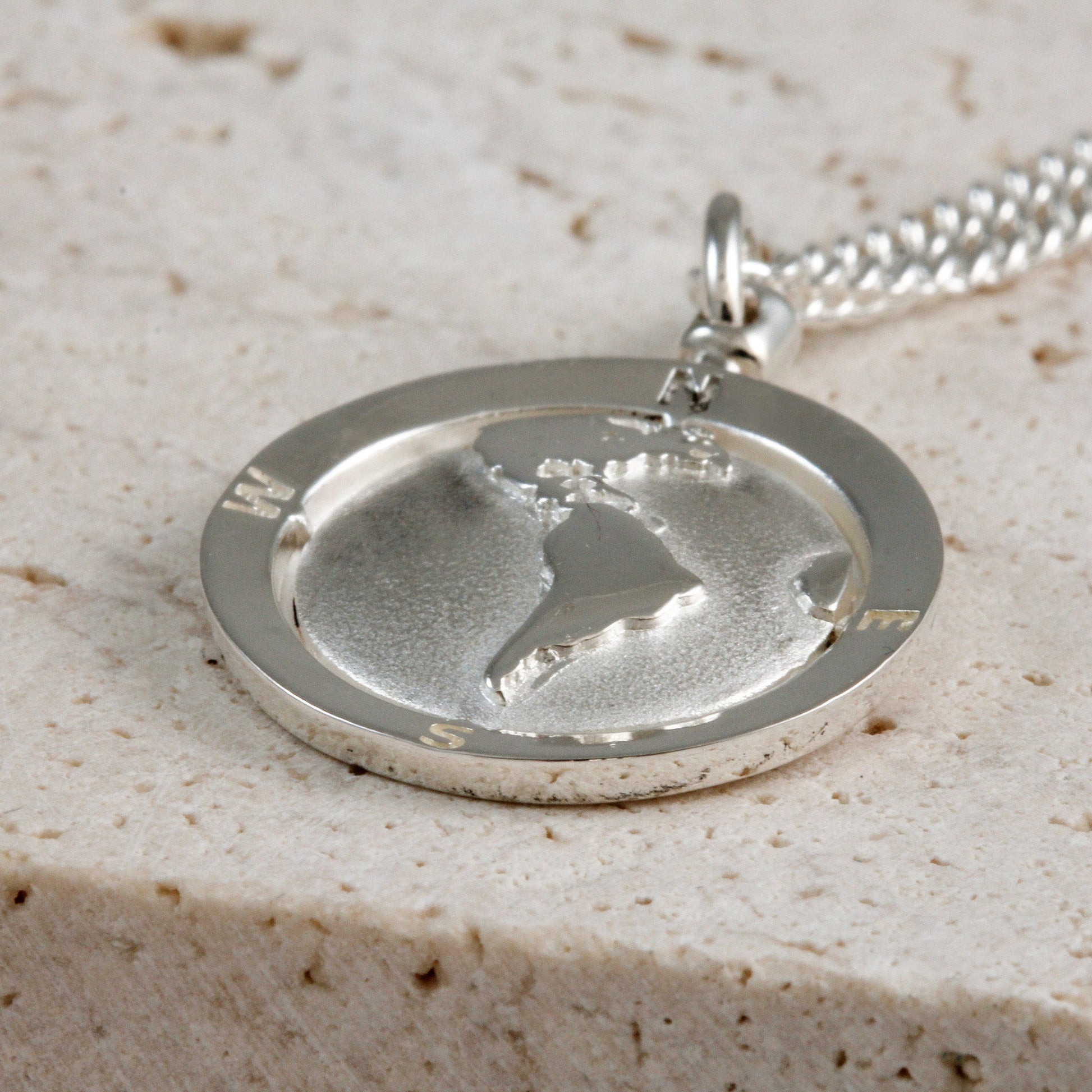 Americas Map Globe Personalised St Christopher - Silver Chain Scarlett Jewellery