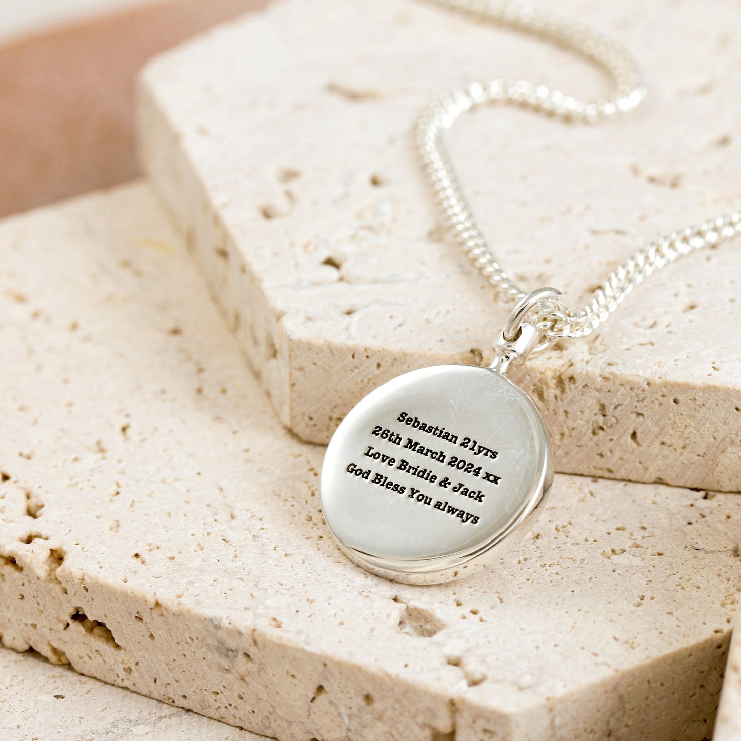 Americas Map Globe Personalised St Christopher - Silver Chain Scarlett Jewellery