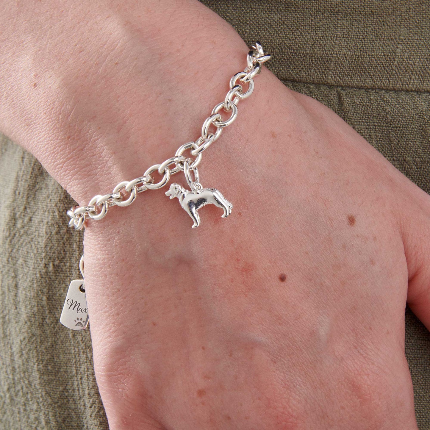 Golden Retriever Silver Dog Charm Bracelet Scarlett Jewellery