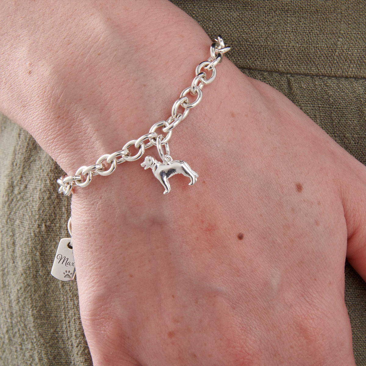Golden Retriever Silver Dog Charm Bracelet Scarlett Jewellery
