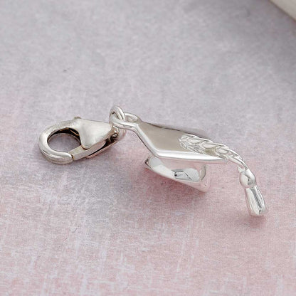 Mortar Board Graduation Cap Personalised Silver Charm Scarlett Jewellery