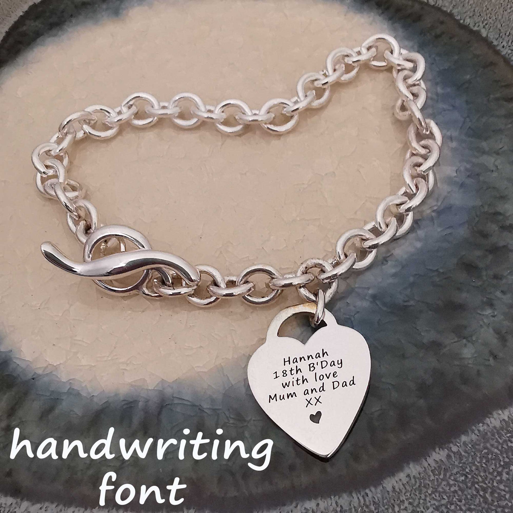 Personalised Heart Silver Charm Bracelet Scarlett Jewellery