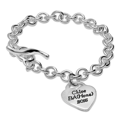 Personalised Heart Silver Charm Bracelet Scarlett Jewellery