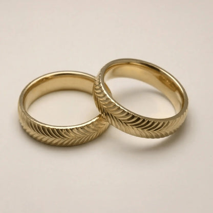 5mm Gold Wedding Band – Spiral Wave – 9ct/14ct/18ct Gold Majestic Jewellery