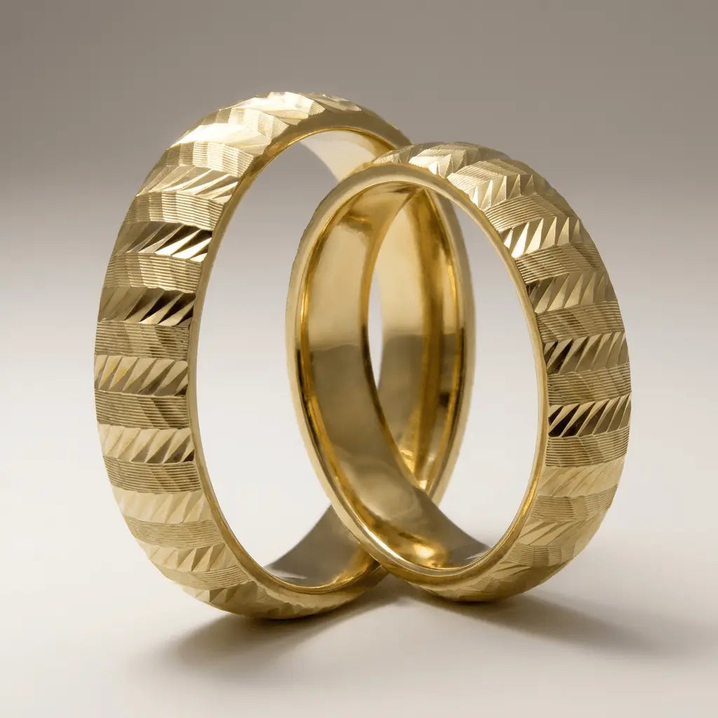 5mm Gold Wedding Band – Zigzag Faceted – 9ct/14ct/18ct Gold Majestic Jewellery