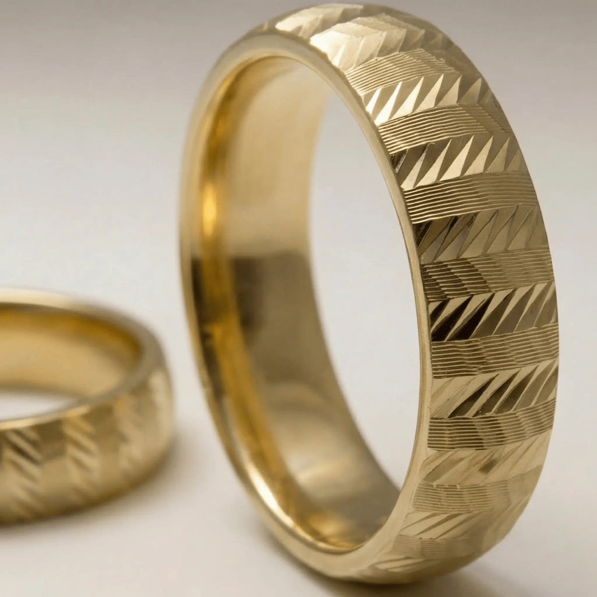 5mm Gold Wedding Band – Zigzag Faceted – 9ct/14ct/18ct Gold Majestic Jewellery
