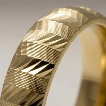 5mm Gold Wedding Band – Zigzag Faceted – 9ct/14ct/18ct Gold Majestic Jewellery