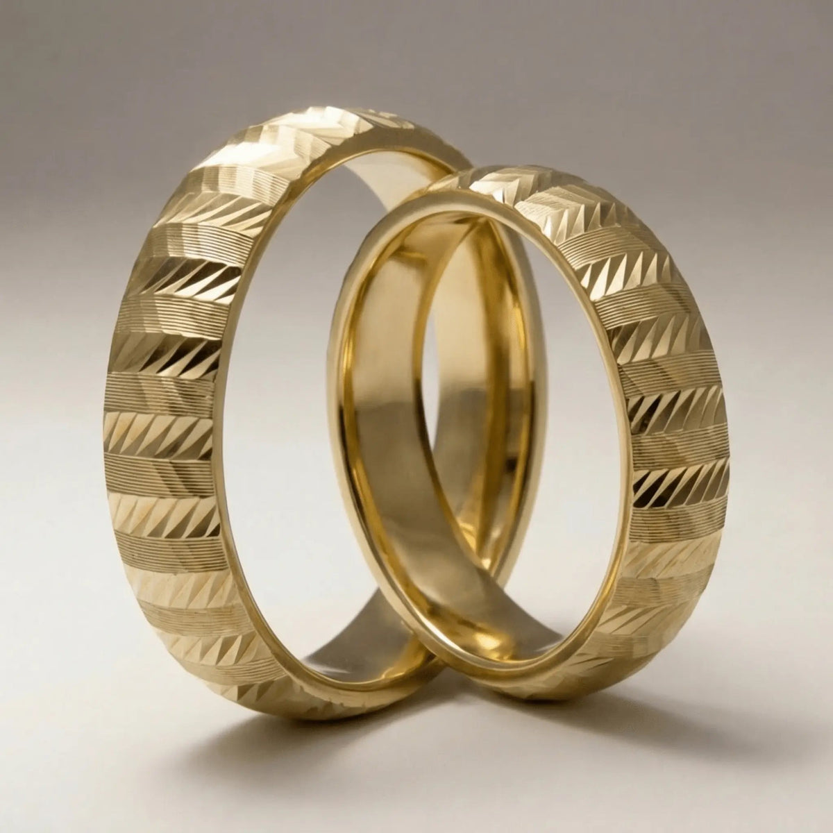 5mm Gold Wedding Band – Zigzag Faceted – 9ct/14ct/18ct Gold Majestic Jewellery