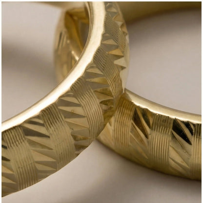 5mm Gold Wedding Band – Zigzag Faceted – 9ct/14ct/18ct Gold Majestic Jewellery