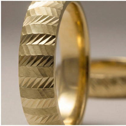 5mm Gold Wedding Band – Zigzag Faceted – 9ct/14ct/18ct Gold Majestic Jewellery