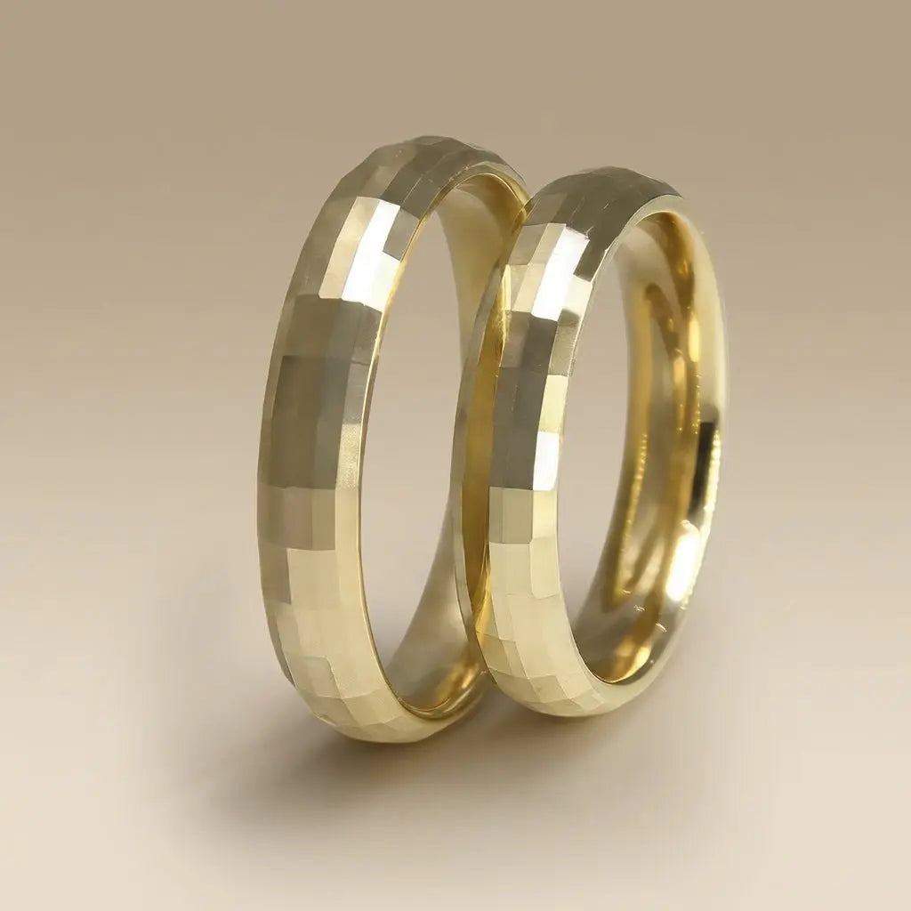 4mm Gold Wedding Band – Square Facet – 9ct/14ct/18ct Gold Majestic Jewellery