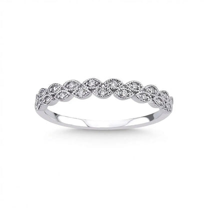 14ct/14K White Gold Natural Diamond Ring – Diamond Eternity Wave 0.15ct Majestic Jewellery
