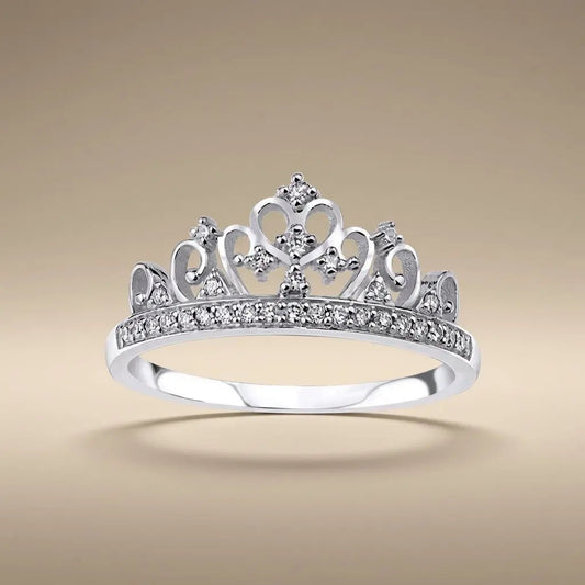 14ct/14K White Gold Natural Diamond Ring – Crown Diamond Majestic Jewellery