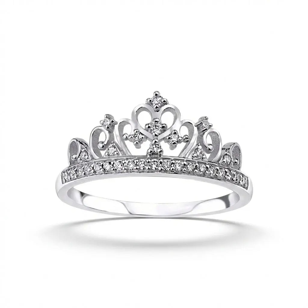 14ct/14K White Gold Natural Diamond Ring – Crown Diamond Majestic Jewellery