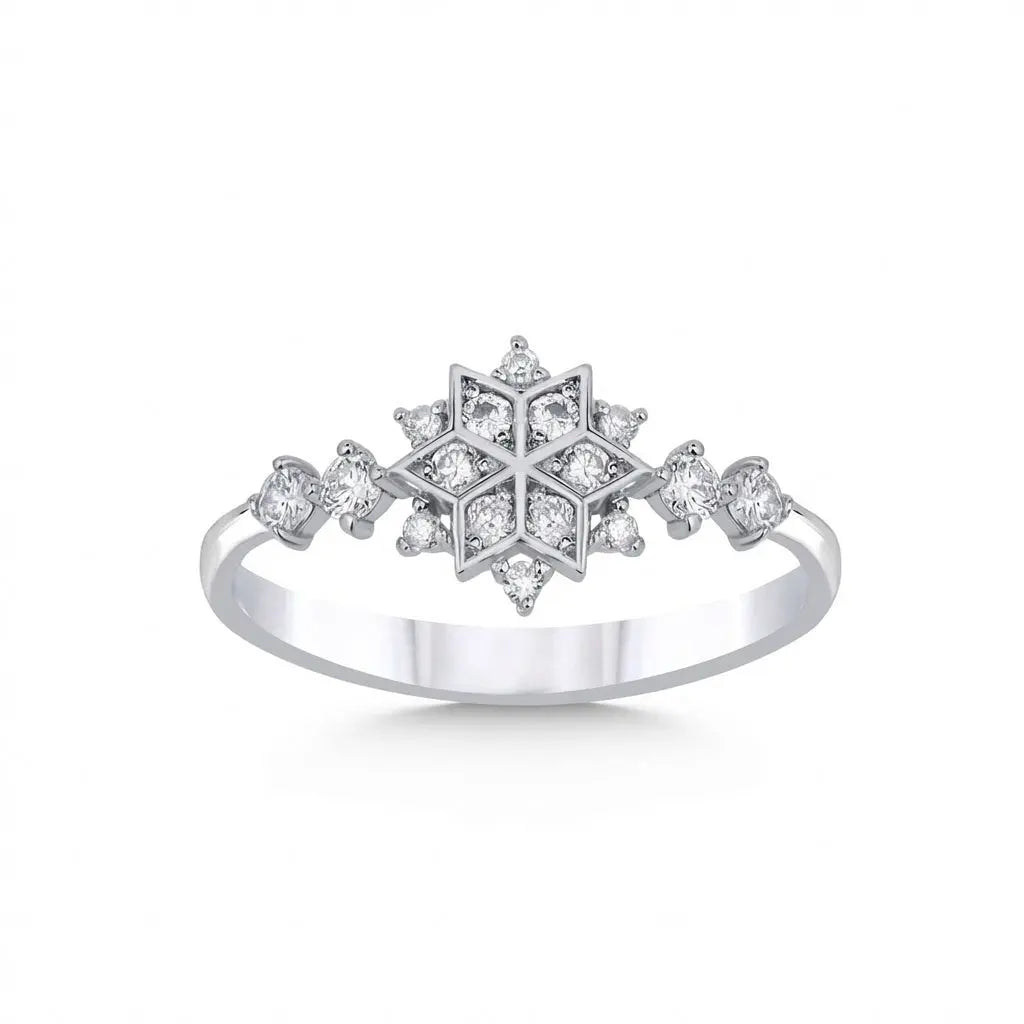 14ct/14K White Gold Natural Diamond Ring – Snowflake Diamond Majestic Jewellery