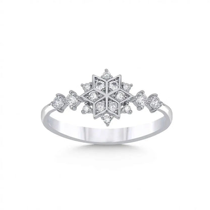 14ct/14K White Gold Natural Diamond Ring – Snowflake Diamond Majestic Jewellery