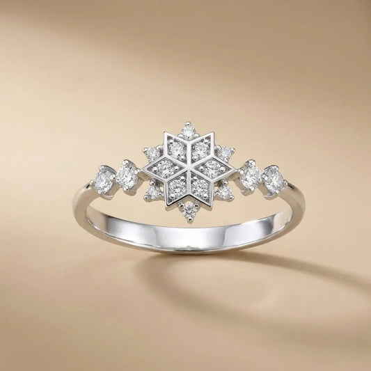 14ct/14K White Gold Natural Diamond Ring – Snowflake Diamond Majestic Jewellery
