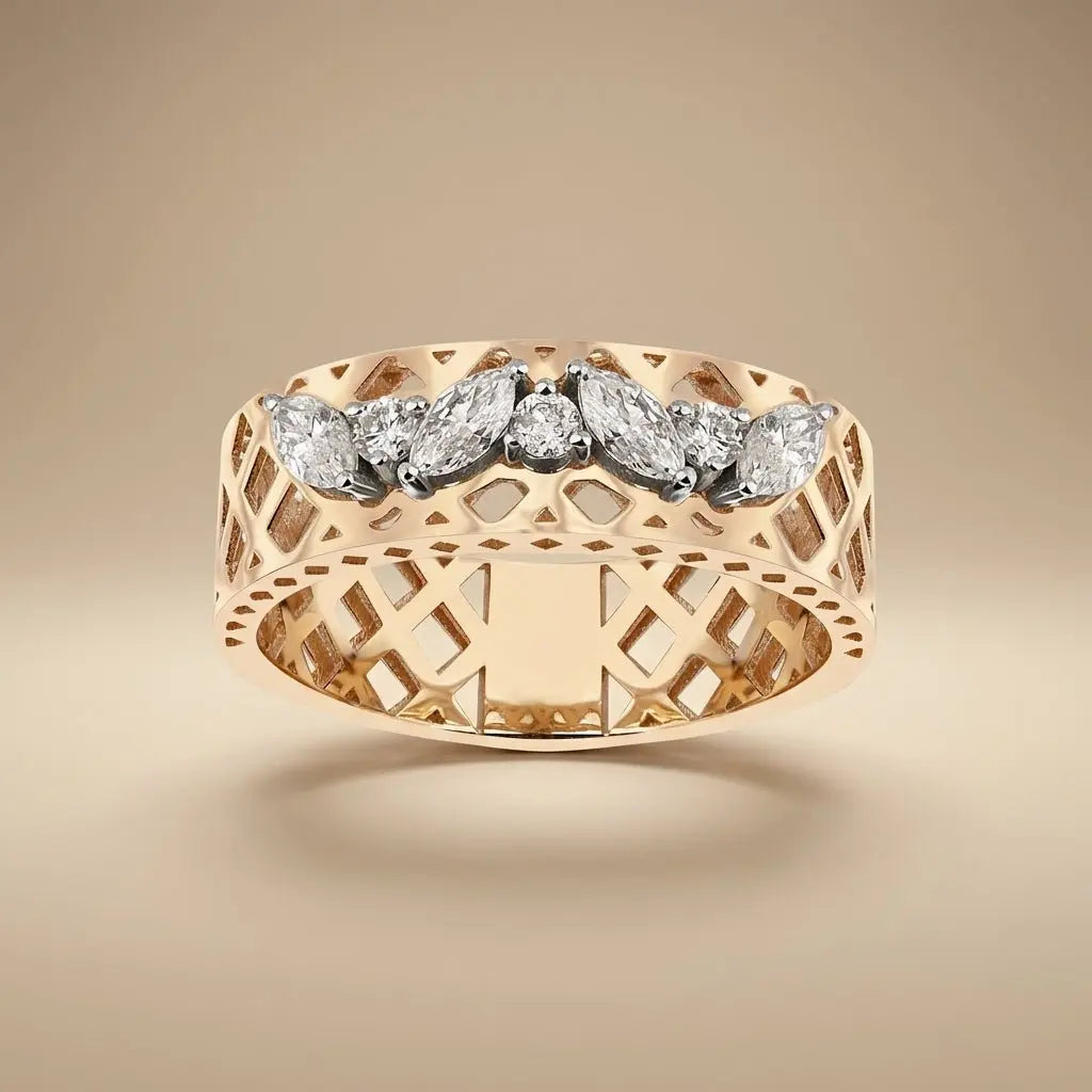 14ct/14K Gold Natural Diamond Ring – Marquise Diamond Majestic Jewellery