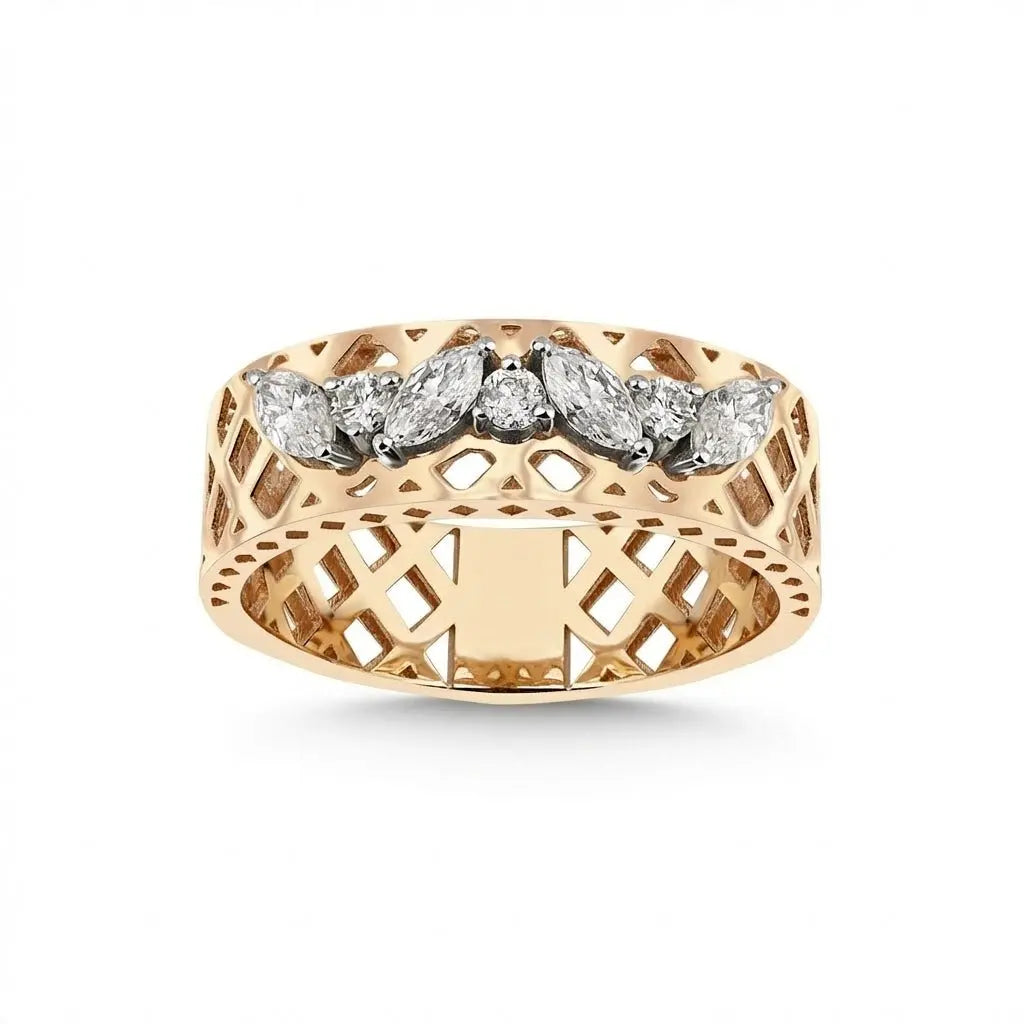 14ct/14K Gold Natural Diamond Ring – Marquise Diamond Majestic Jewellery