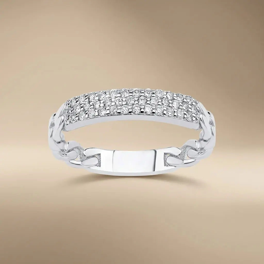 Gold Wedding Band – Pavé Diamond – 14ct Gold Majestic Jewellery