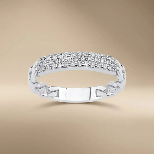 Gold Wedding Band – Pavé Diamond – 14ct Gold Majestic Jewellery