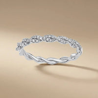 14ct/14K White Gold Natural Diamond Ring – Twisted Pavé Diamond Majestic Jewellery