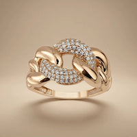 14ct/14K Gold Natural Diamond Ring – Pavé Link Diamond Majestic Jewellery