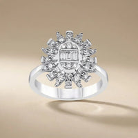 14ct/14K White Gold Natural Diamond Ring – Sunburst Diamond Cluster 0.71ct Majestic Jewellery