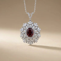 14ct 14k white gold — 14ct/14K White Gold Ruby & Diamond Necklace – Ruby Sunburst Diamond 2.68ct