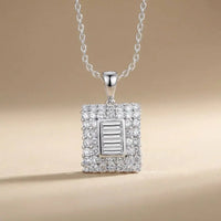 14ct 14k white gold — 14ct/14K White Gold Natural Diamond Pendant – Square Baguette Diamond Cluster 1.02ct