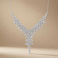 14ct/14K White Gold Natural Diamond Necklace – V Shape Diamond Statement 3.02ct Majestic Jewellery