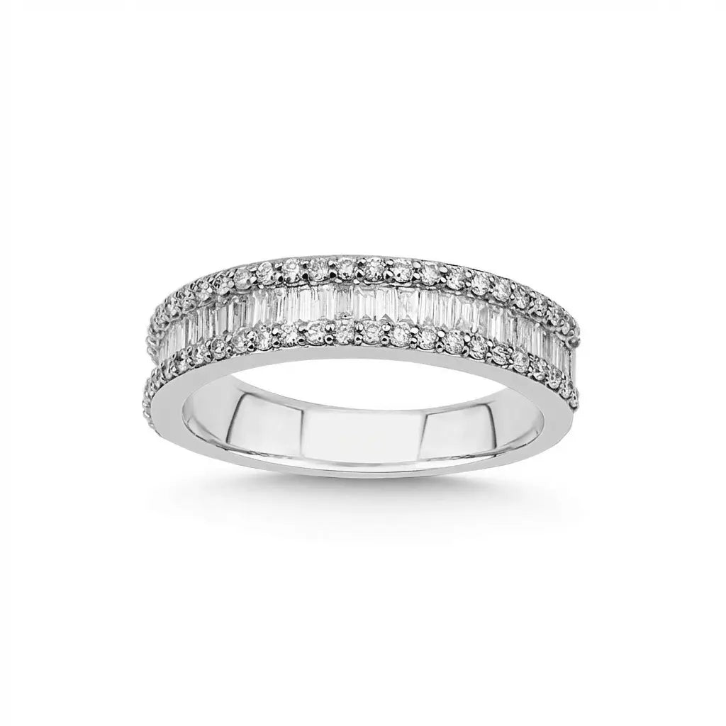 Gold Wedding Band – Baguette Round Diamond Eternity – 14ct Gold Majestic Jewellery