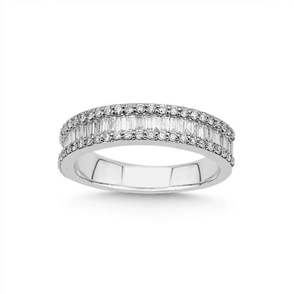 Gold Wedding Band – Baguette Round Diamond Eternity – 14ct Gold Majestic Jewellery