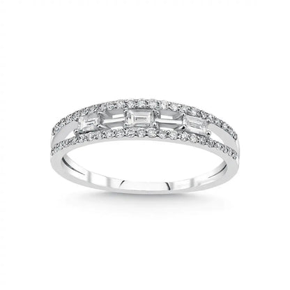 14ct/14K White Gold Natural Diamond Ring – Baguette Diamond Center 0.31ct Majestic Jewellery