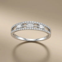 14ct/14K White Gold Natural Diamond Ring – Baguette Diamond Center 0.31ct Majestic Jewellery