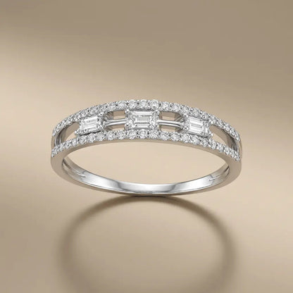 14ct/14K White Gold Natural Diamond Ring – Baguette Diamond Center 0.31ct Majestic Jewellery