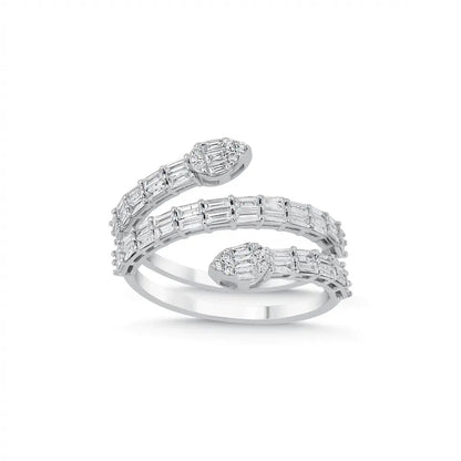 14ct white gold ring with a wrap style baguette diamond 1.01ct by Majestic Jewellery