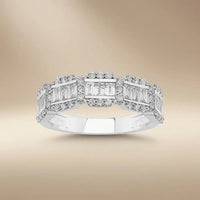14ct 14k white gold — 14ct/14K White Gold Natural Diamond Ring – Baguette Diamond Multi Row 1.26ct