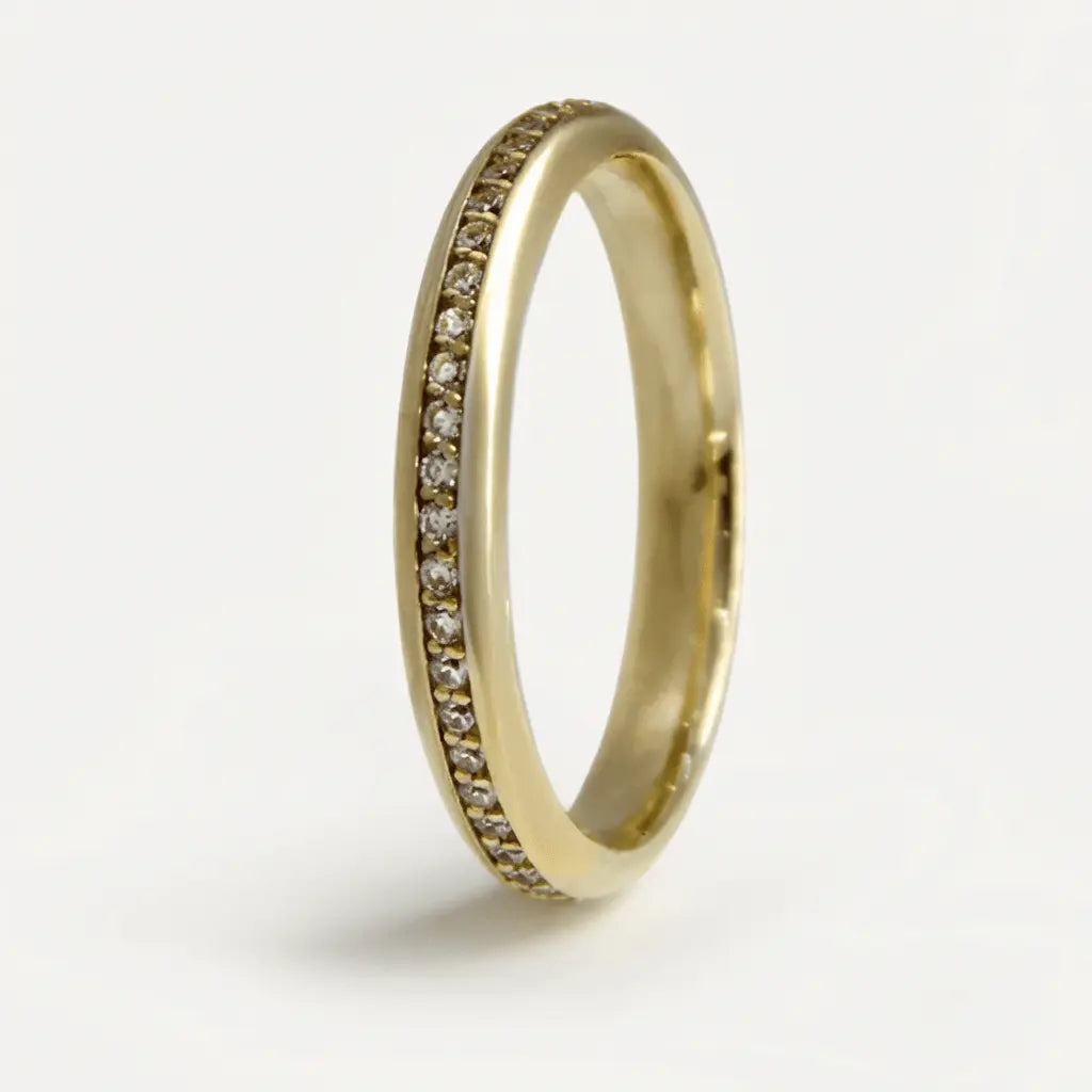 3mm Gold Wedding Band – Aurora Diamond Line – 9ct/14ct/18ct Gold Majestic Jewellery