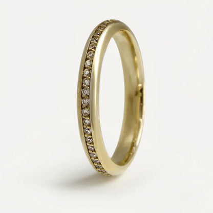 3mm Gold Wedding Band – Aurora Diamond Line – 9ct/14ct/18ct Gold Majestic Jewellery