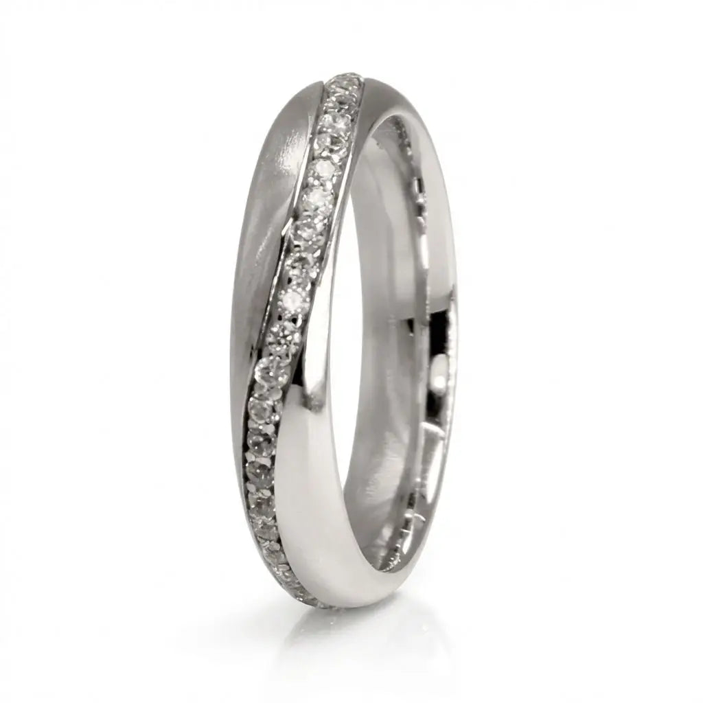 4mm Gold Wedding Band – Diamond Line Elara – 9ct/14ct/18ct Gold Majestic Jewellery