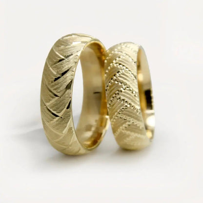 6mm Gold Wedding Band – Artisan Wave Aurelion – 9ct/14ct/18ct Gold Majestic Jewellery