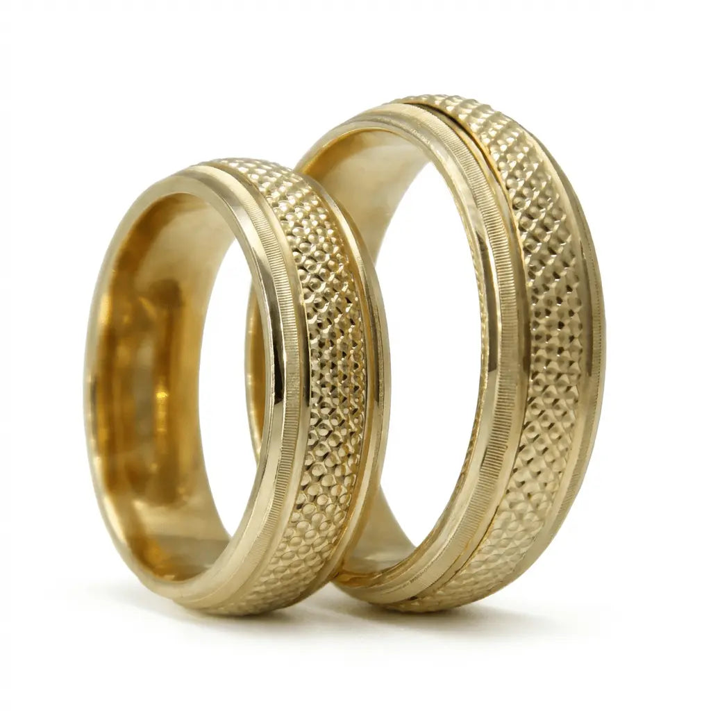 6mm Gold Wedding Band – Granular Texture Solis Craft – 9ct/14ct/18ct Gold Majestic Jewellery