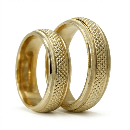 6mm Gold Wedding Band – Granular Texture Solis Craft – 9ct/14ct/18ct Gold Majestic Jewellery