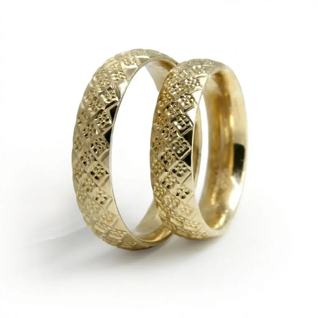 5mm Gold Wedding Band – Faceted 2 – 9ct/14ct/18ct Gold Majestic Jewellery