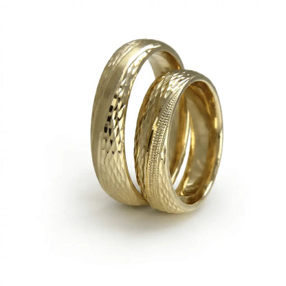 5mm Gold Wedding Band – Faceted Textured – 9ct/14ct/18ct Gold Majestic Jewellery