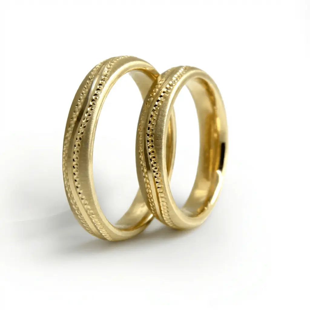 4mm Gold Wedding Band – Slim Micro Detail – 9ct/14ct/18ct Gold Majestic Jewellery