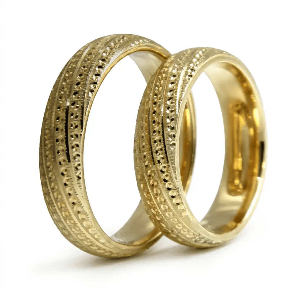 5mm Gold Wedding Band – Perforated Satin – 9ct/14ct/18ct Gold Majestic Jewellery