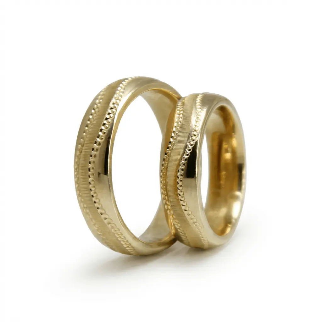5mm Gold Wedding Band – Milgrain Edge – 9ct/14ct/18ct Gold Majestic Jewellery
